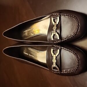 Etienne Aigner Womens Buckle top Leather loafers flats, 8 brown